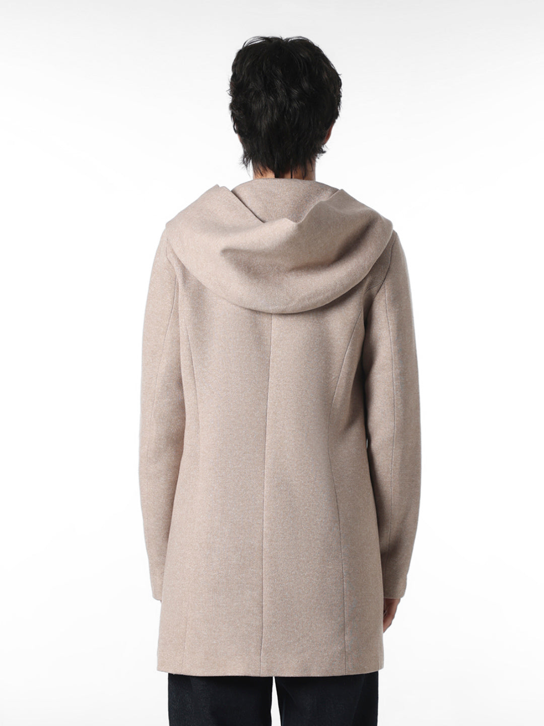 Beige Hooded Long Coat