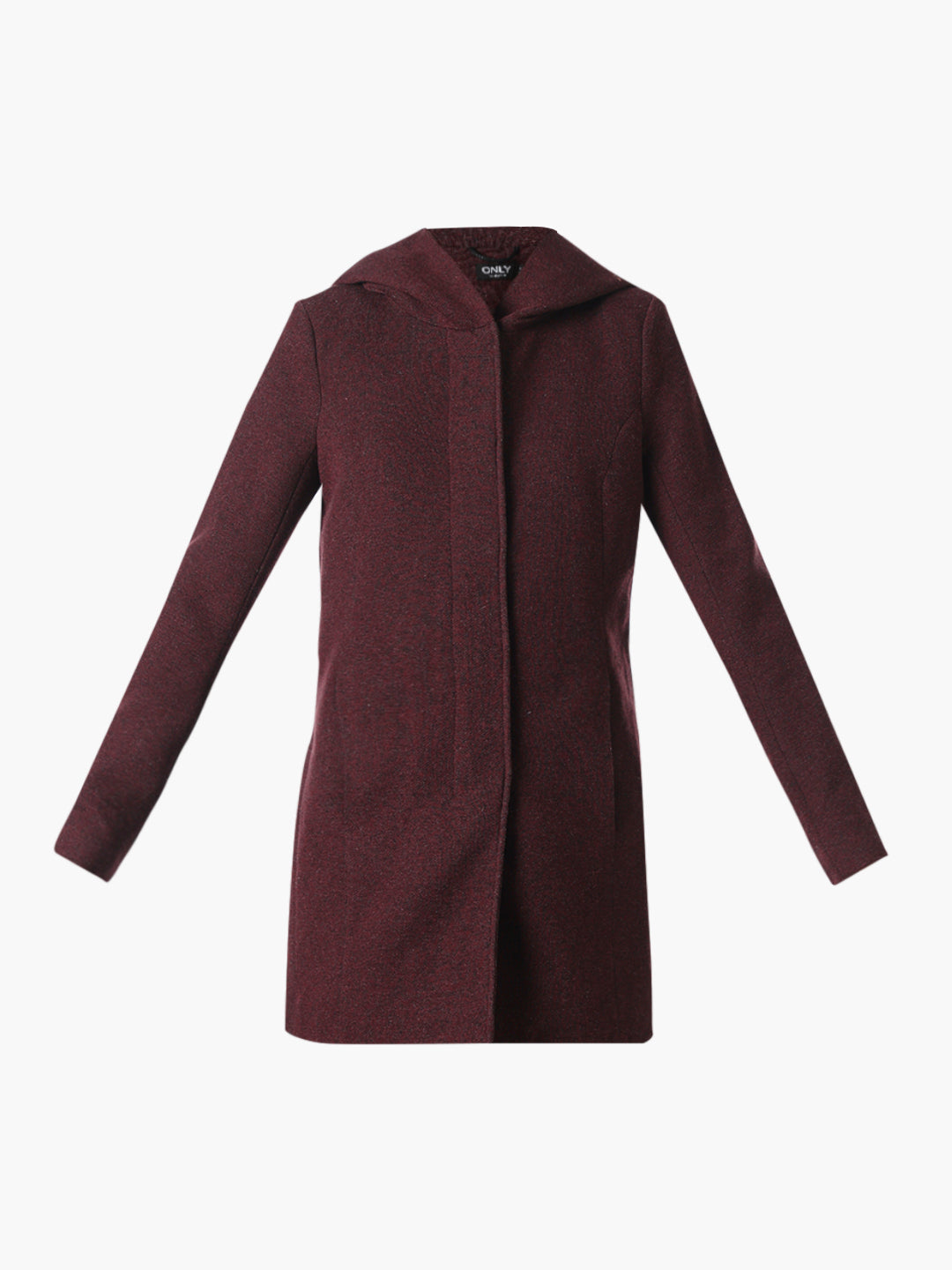 Maroon Hooded Long Coat