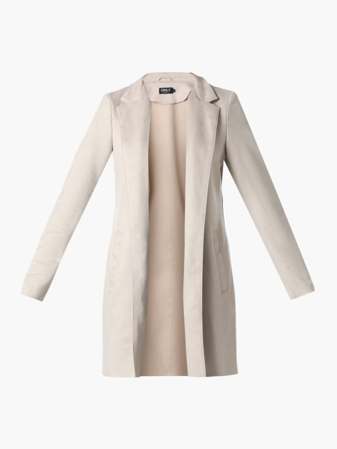 Beige Faux Suede Long Coat