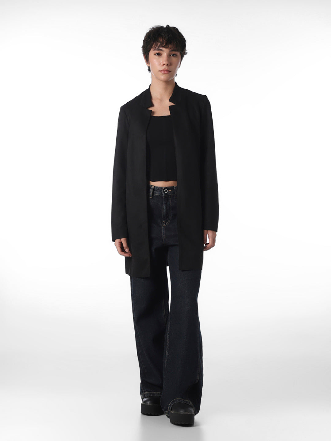 Black Faux Suede Coatigan