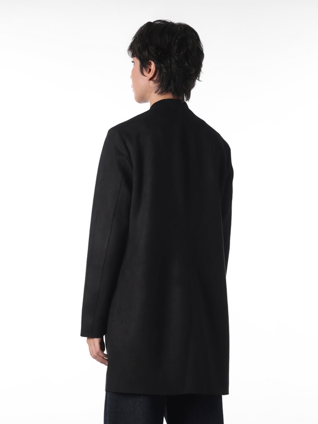 Black Faux Suede Coatigan