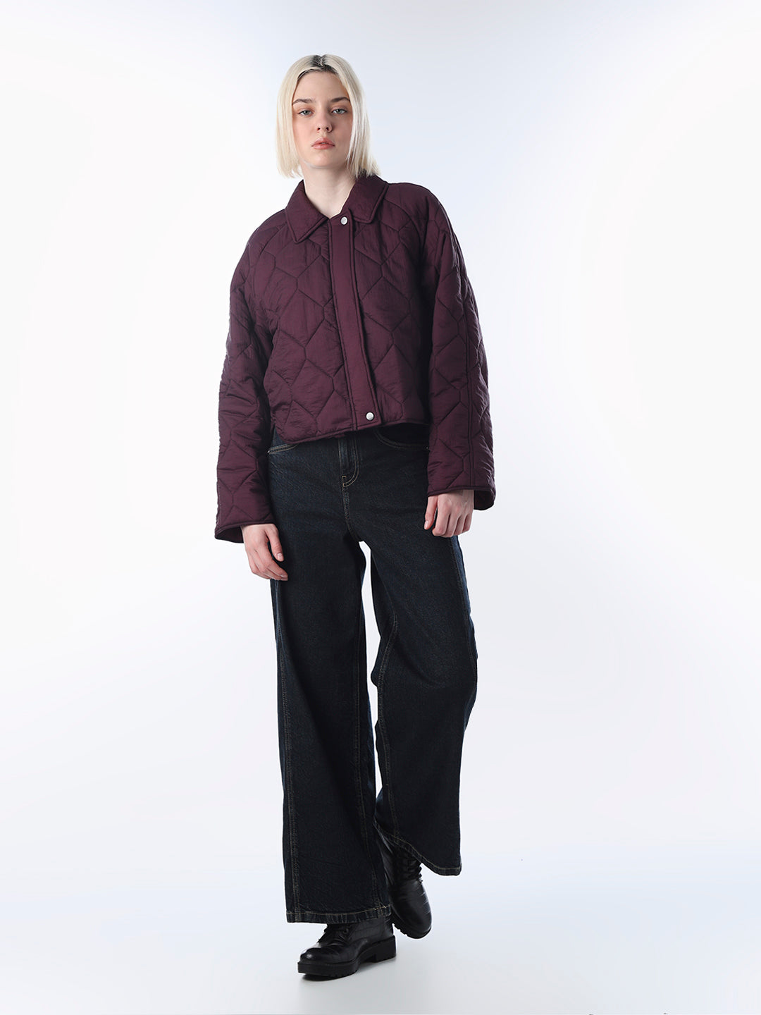 Mauve Wine Quilted Jacket