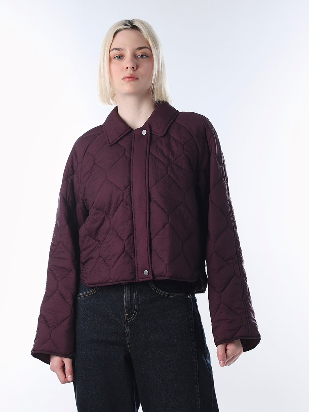 Mauve Wine Quilted Jacket