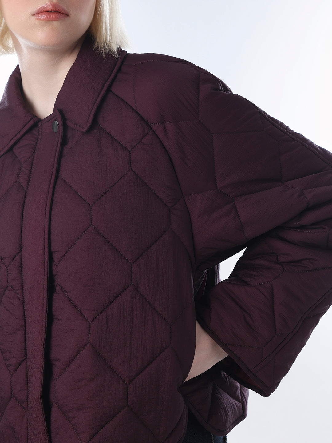 Mauve Wine Quilted Jacket