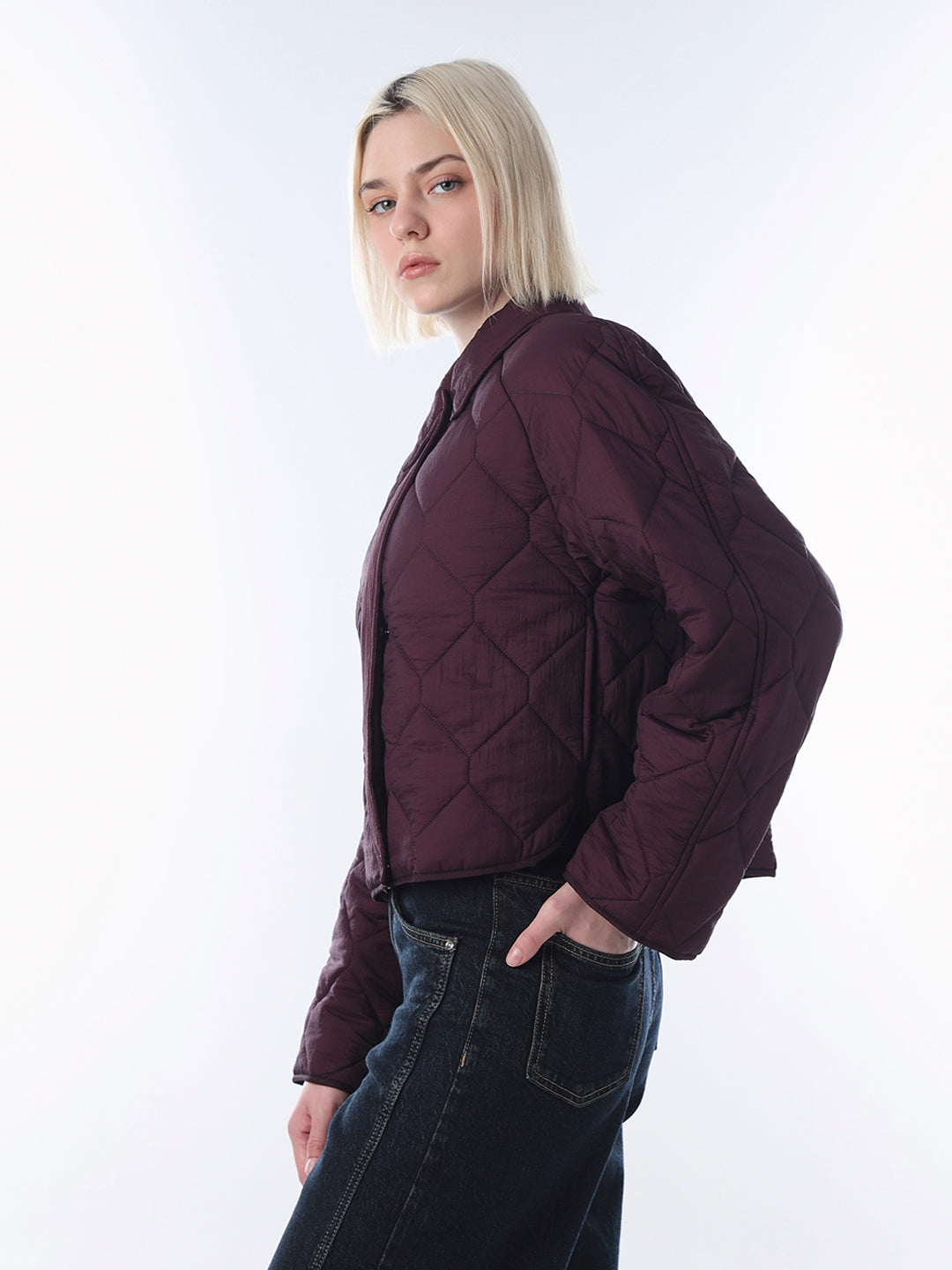 Mauve Wine Quilted Jacket