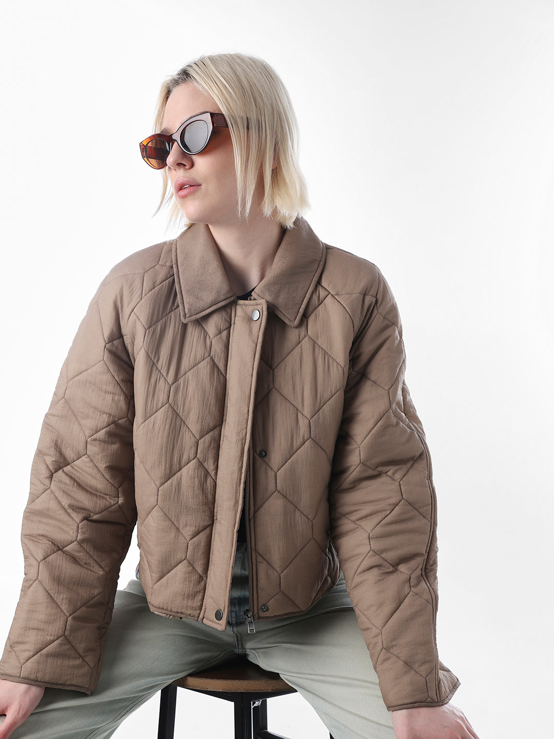 Beige Wine Quilted Jacket
