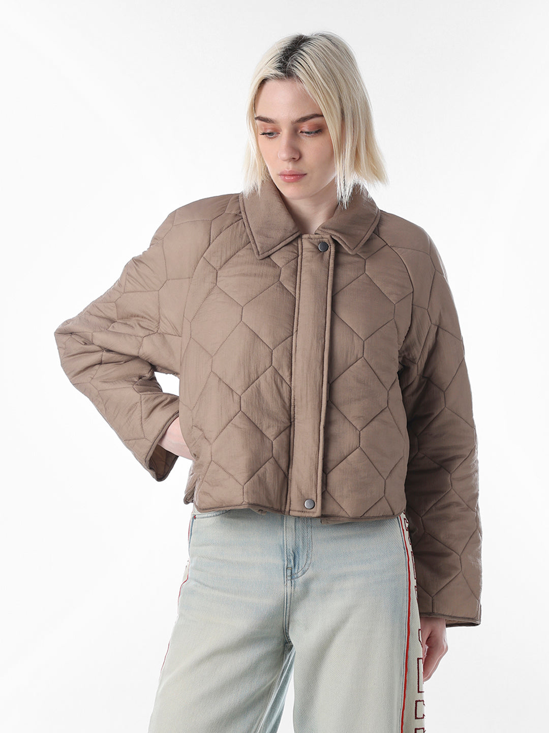 Beige Wine Quilted Jacket