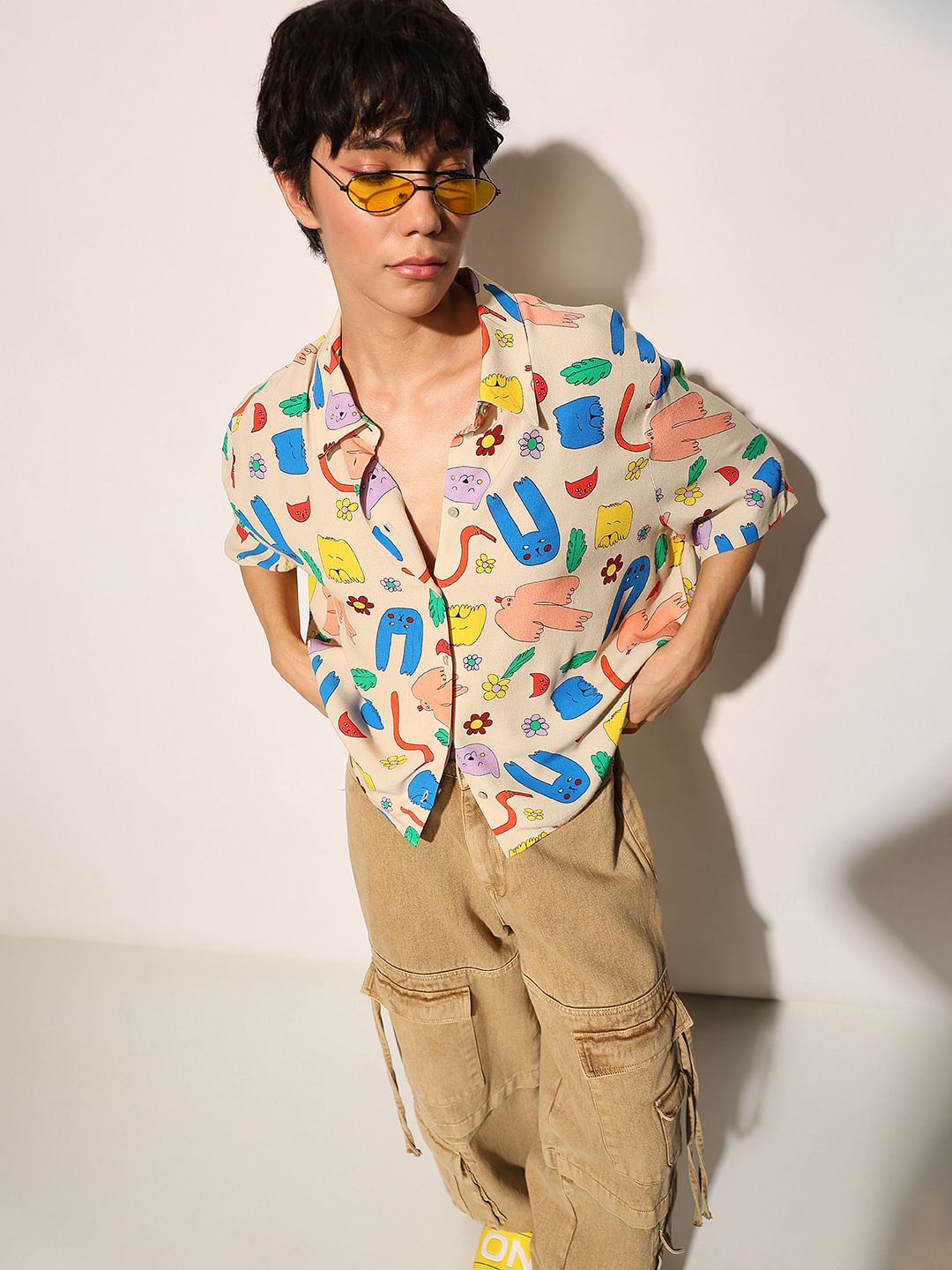 Multi-Colour Printed Viscose Shirt