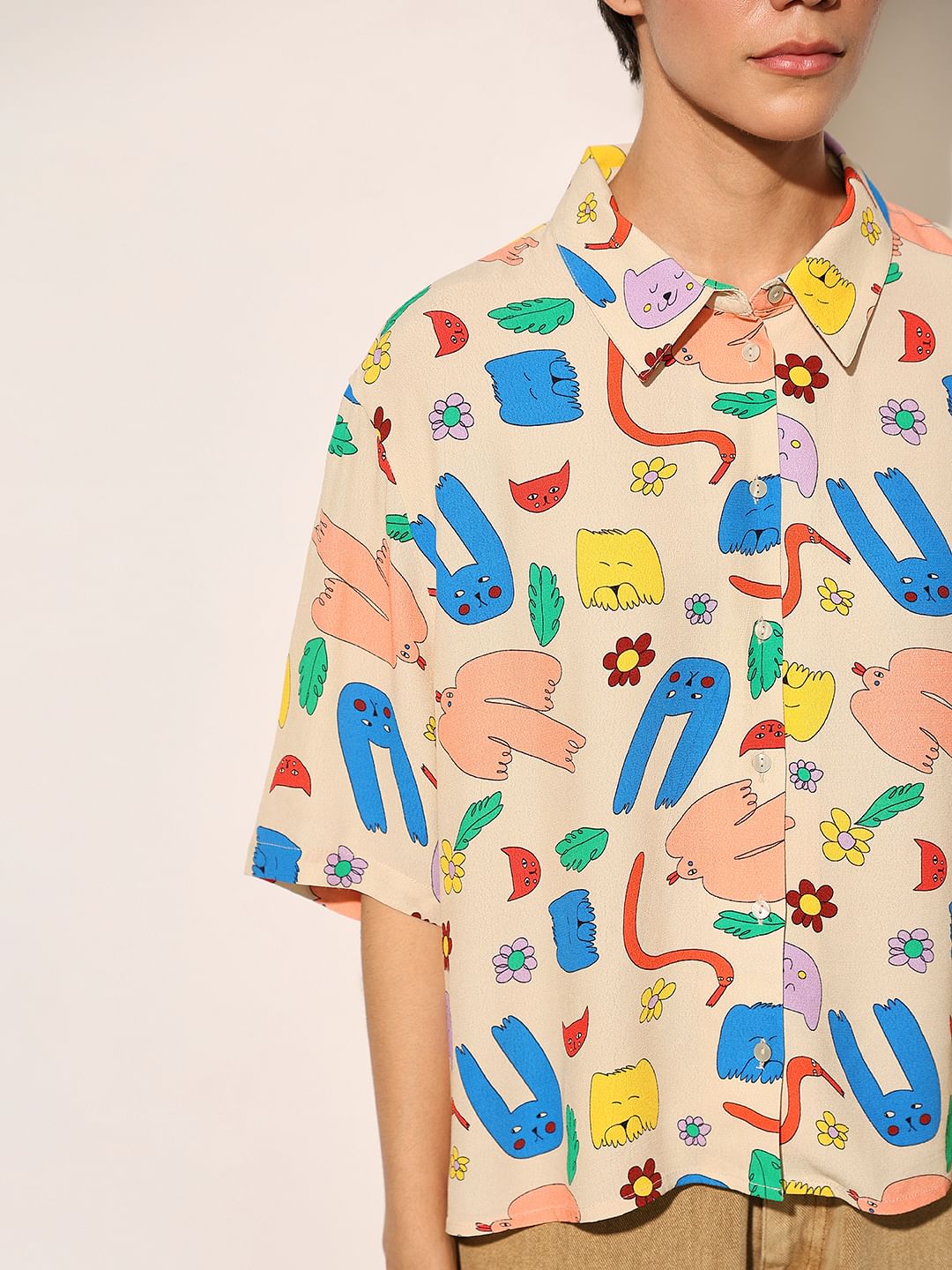 Multi-Colour Printed Viscose Shirt