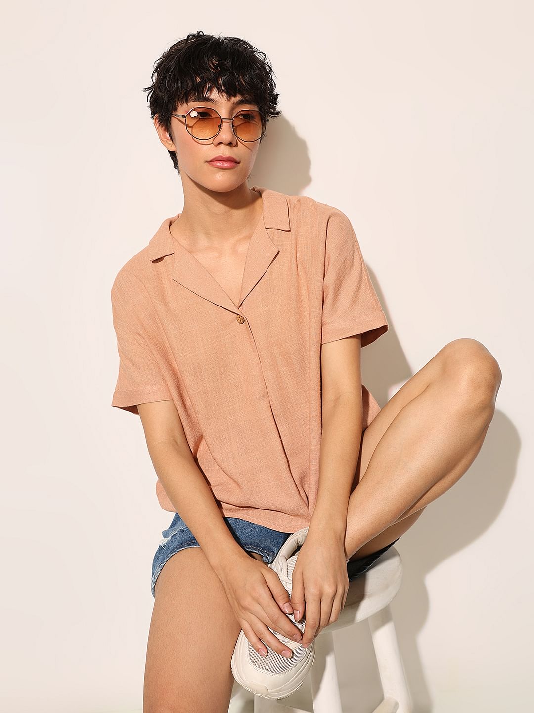 Pink Linen Blend Shirt