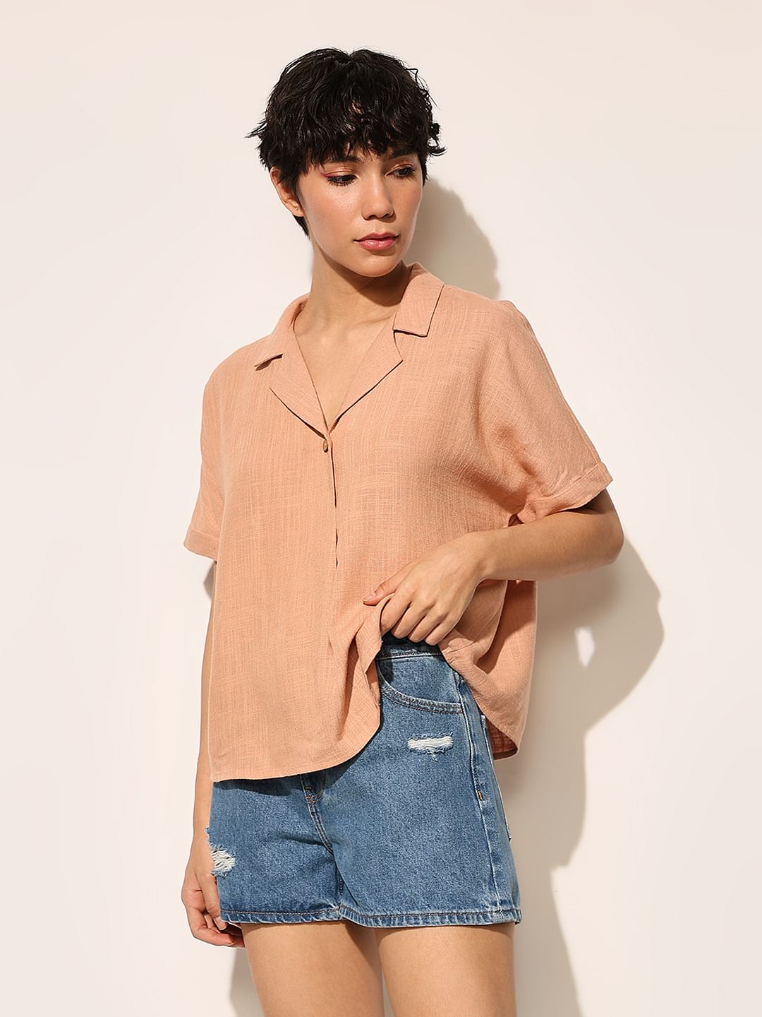 Pink Linen Blend Shirt