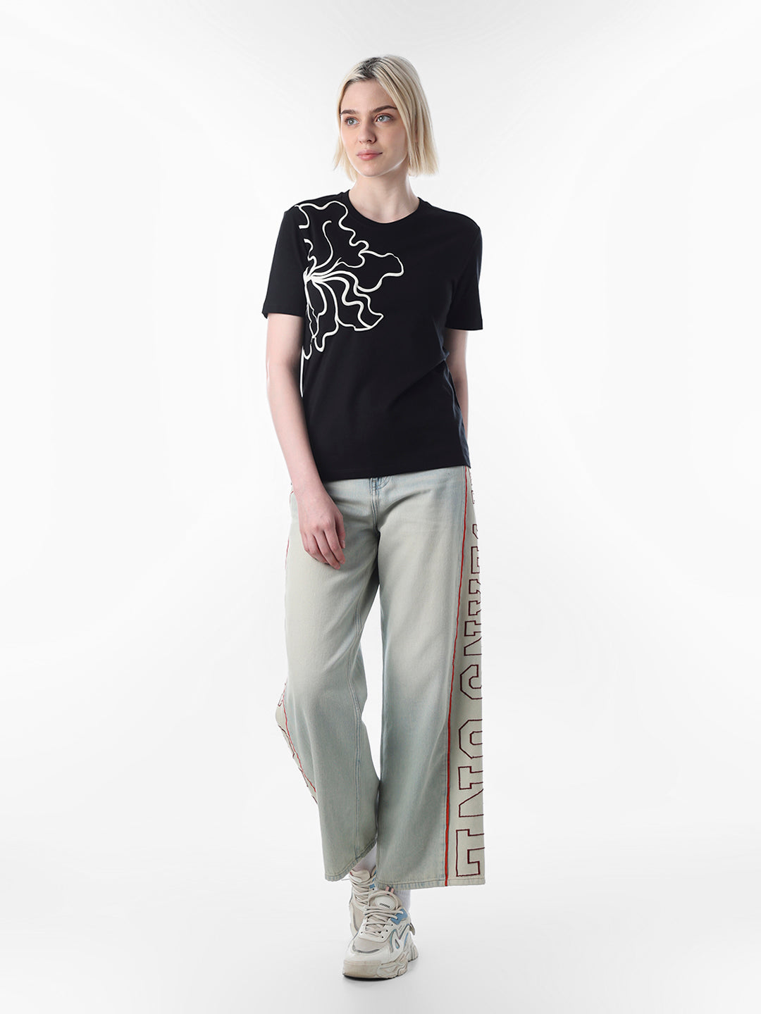 Black printed Cotton T-shirt