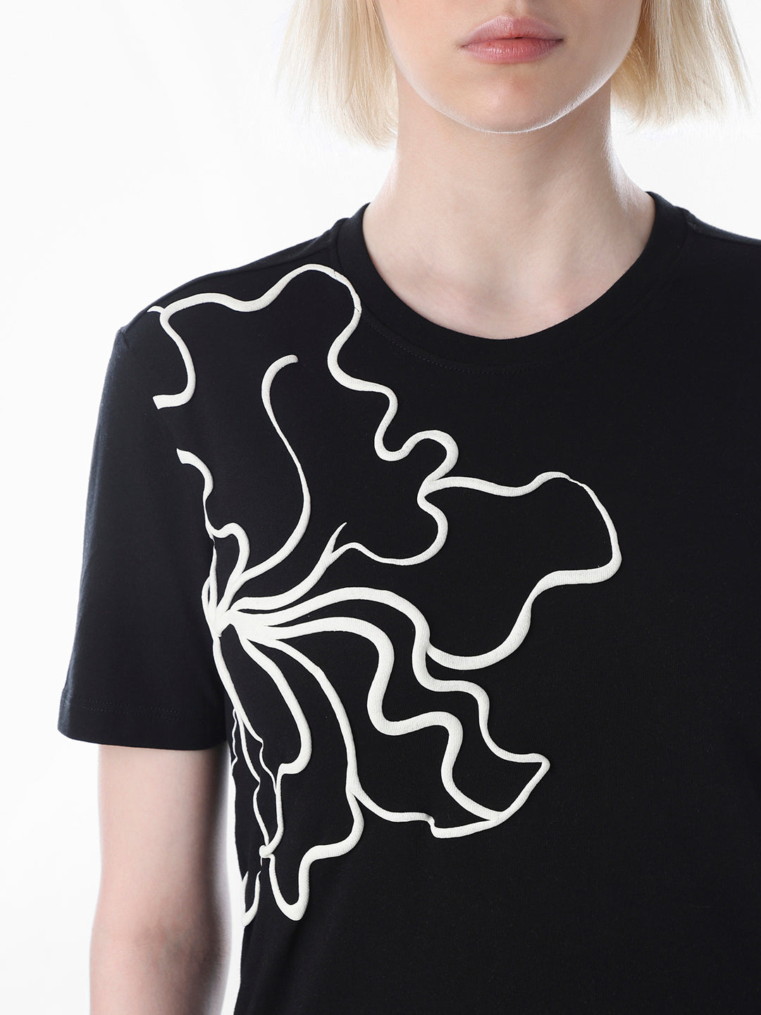 Black printed Cotton T-shirt