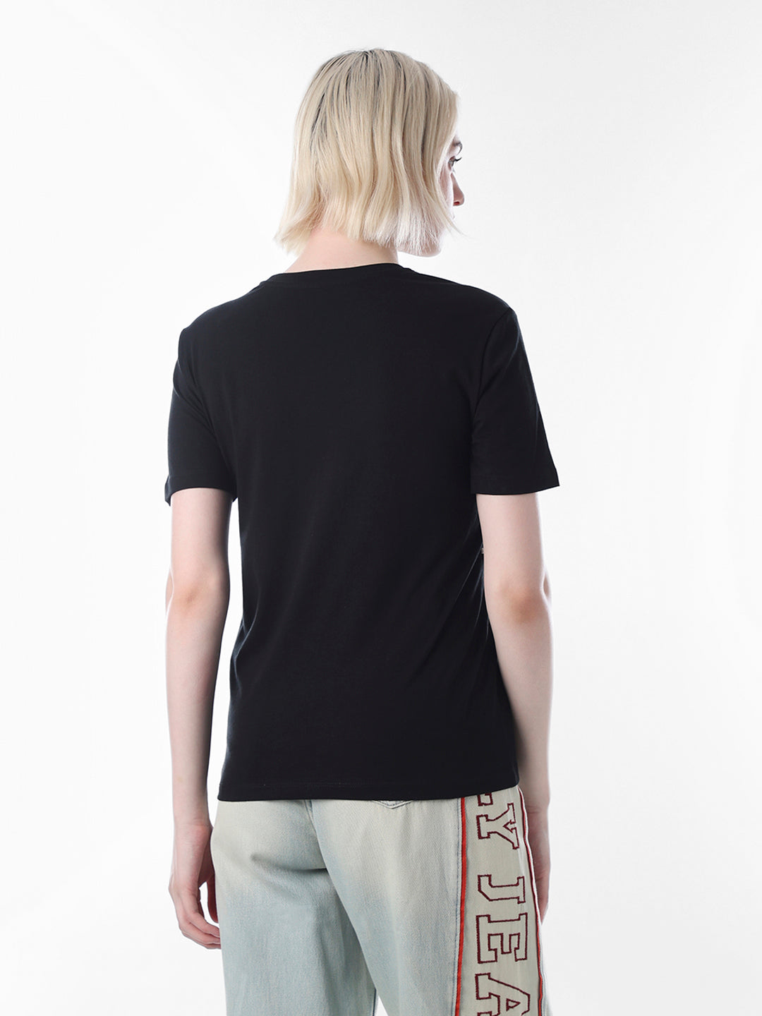 Black printed Cotton T-shirt