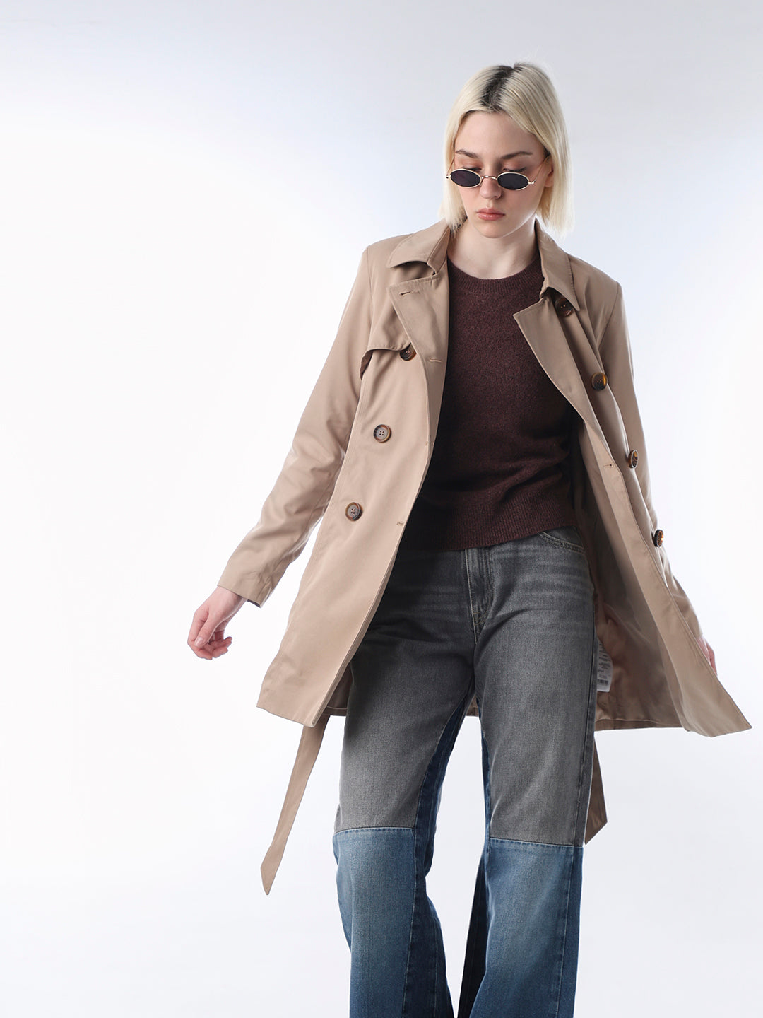 Brown Double Breasted Trench coat1