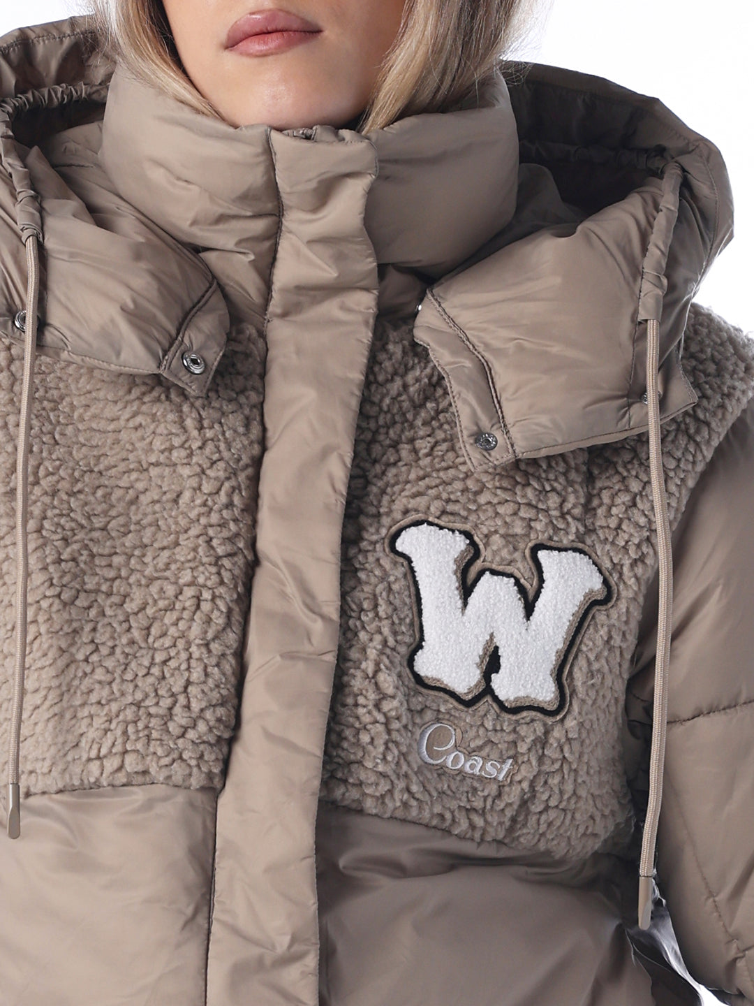 Teddy Mix Hooded Puffer Jacket