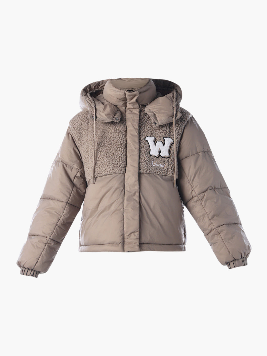 Teddy Mix Hooded Puffer Jacket