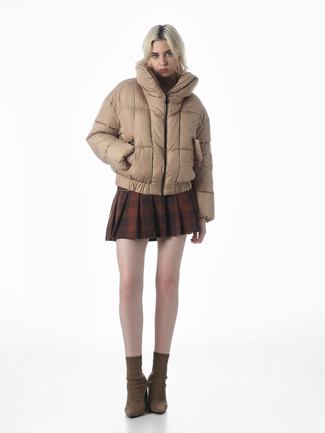 Brown Dual Tone Puffer Jacket