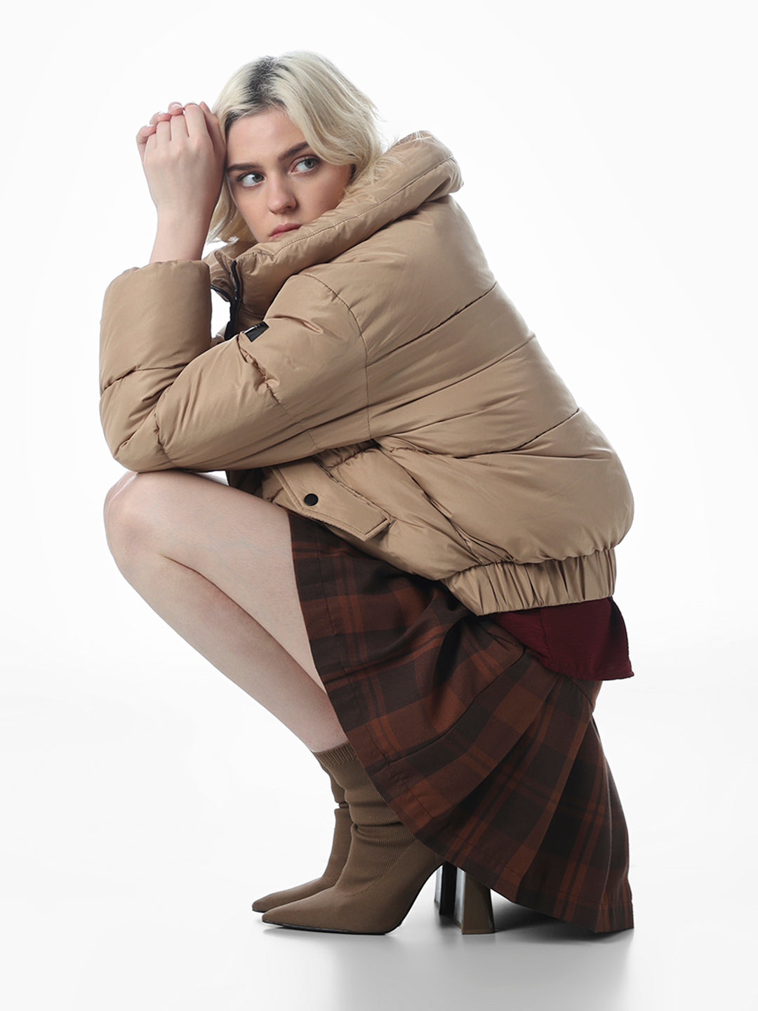 Brown Dual Tone Puffer Jacket