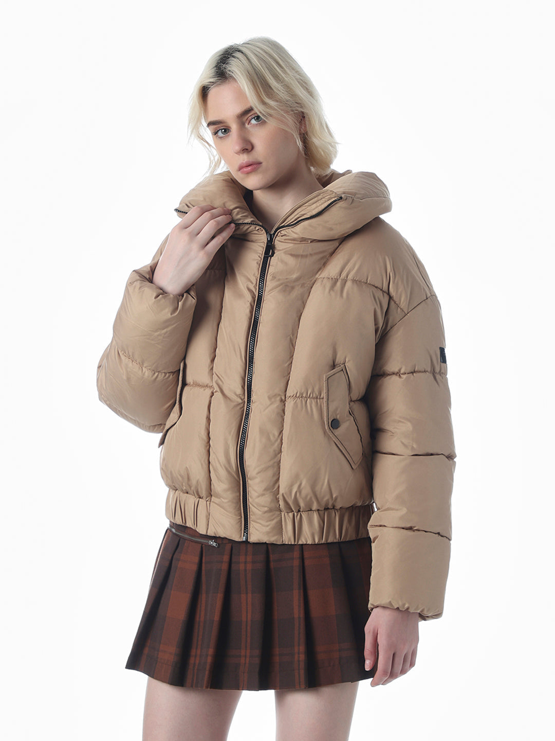 Brown Dual Tone Puffer Jacket