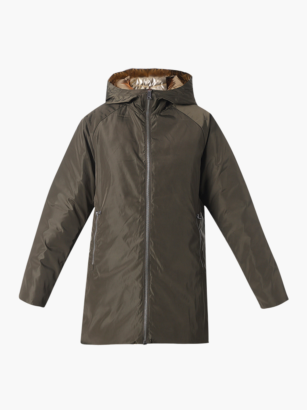 Green Long Reversible Puffer Jacket