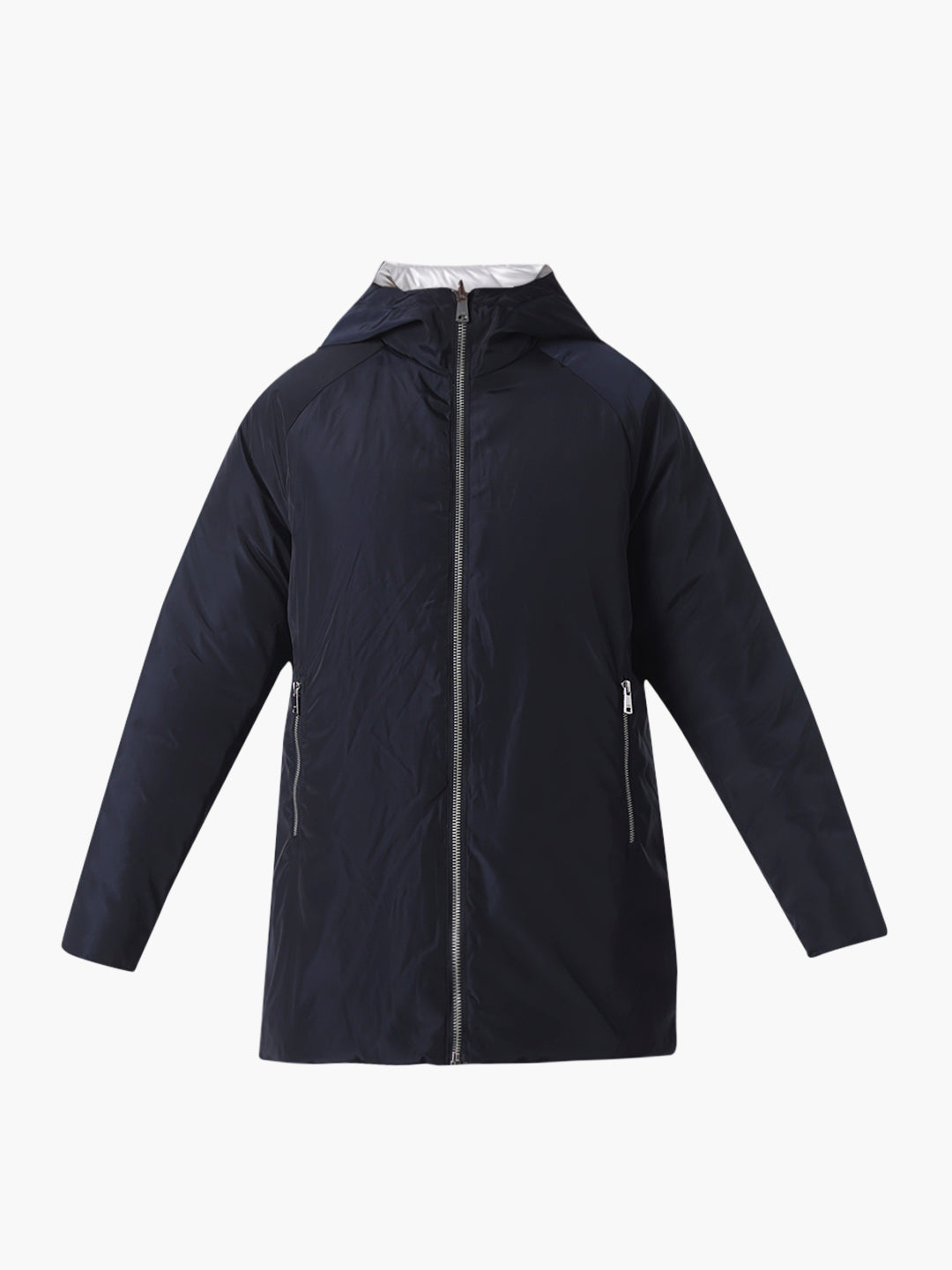 Navy Blue Long Reversible Puffer Jacket