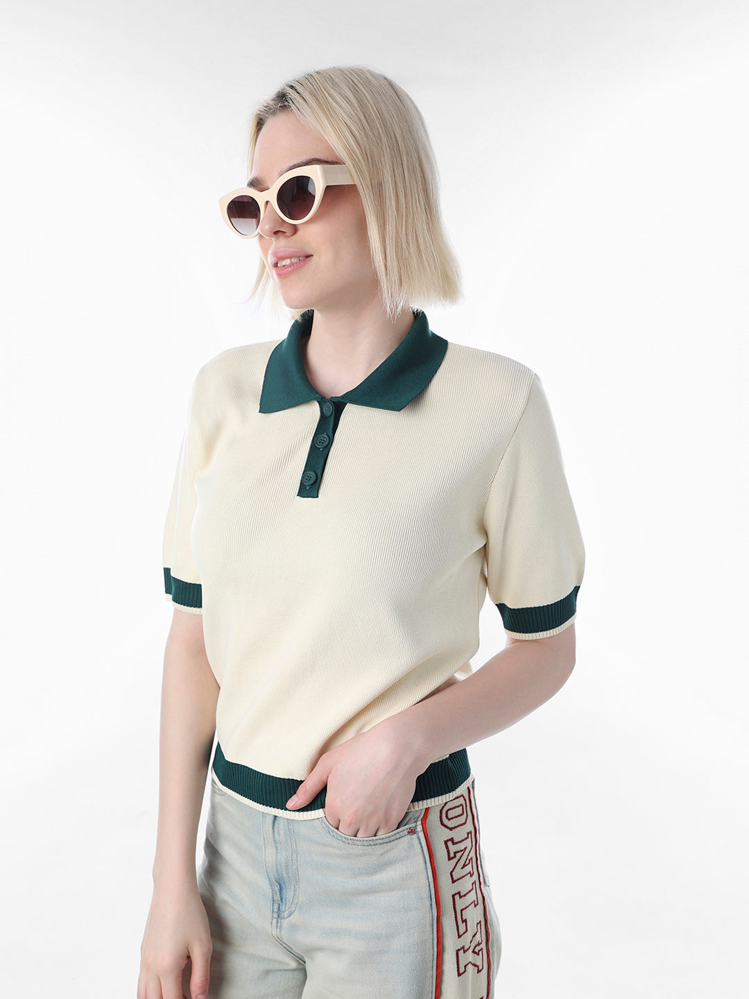 Cream Fine Knit Polo