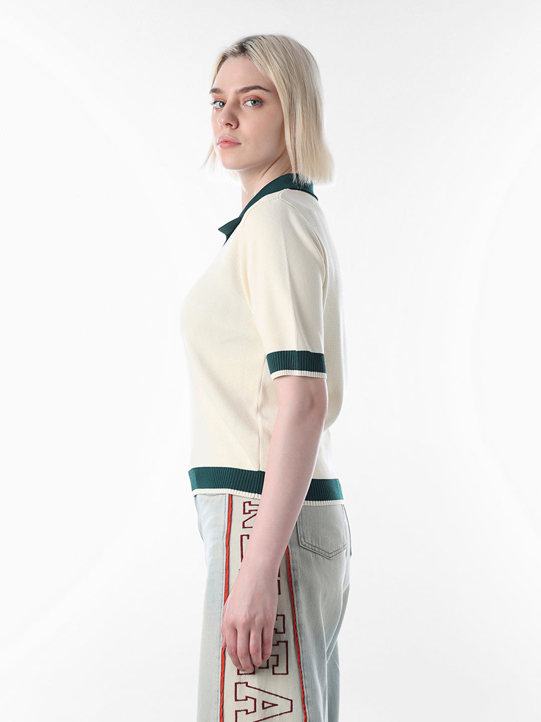 Cream Fine Knit Polo