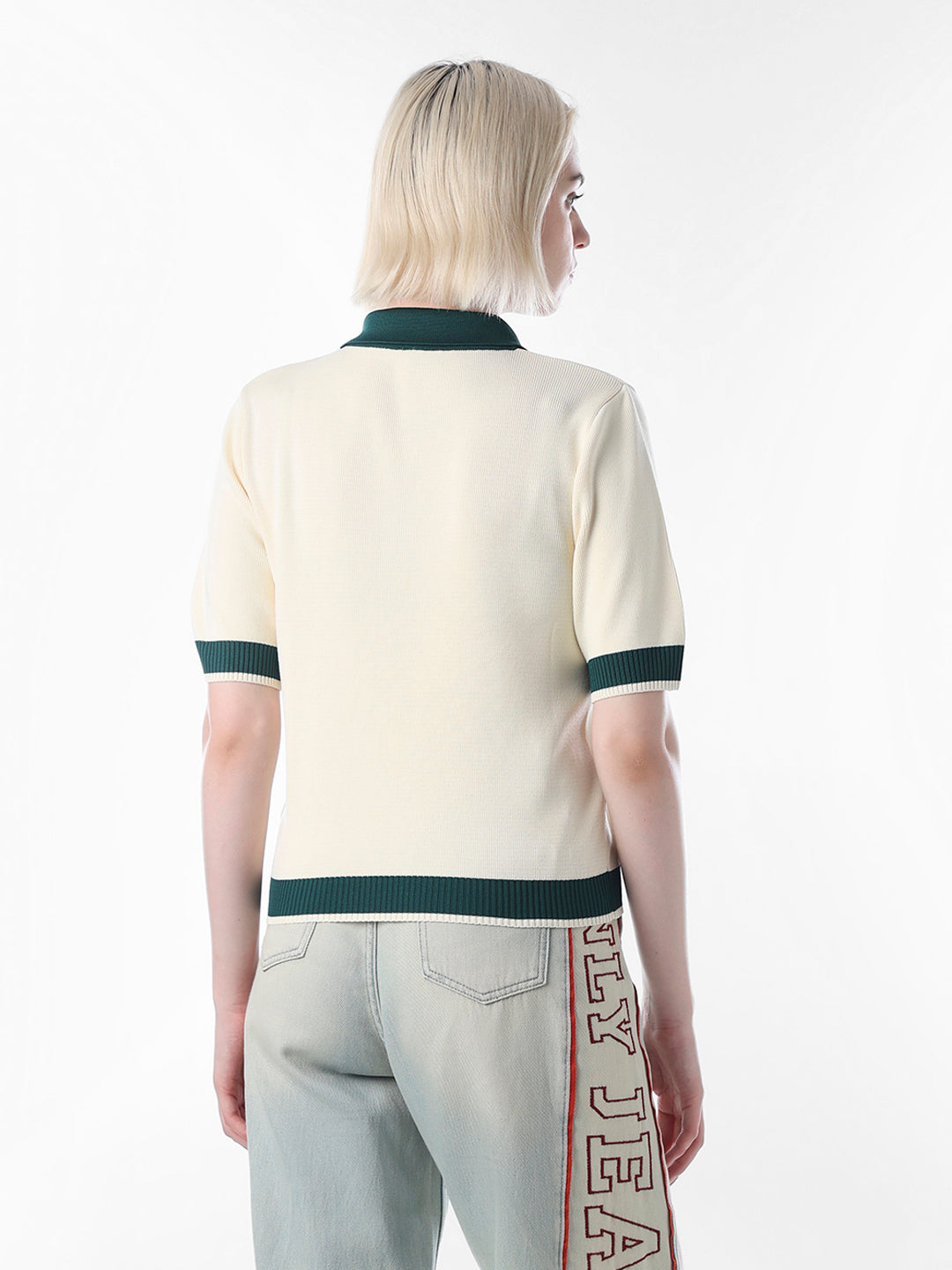 Cream Fine Knit Polo