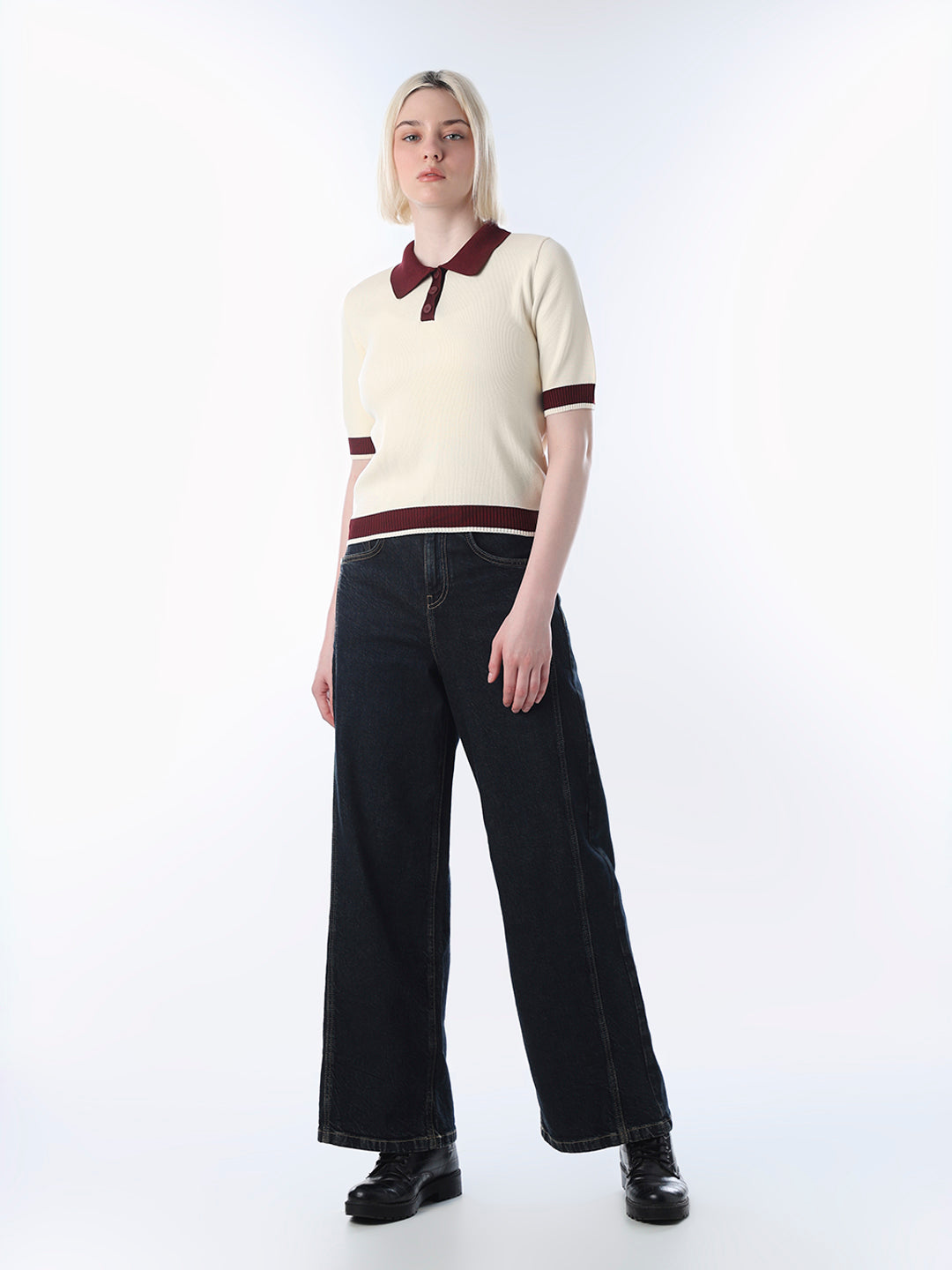 Cream Fine Knit Polo