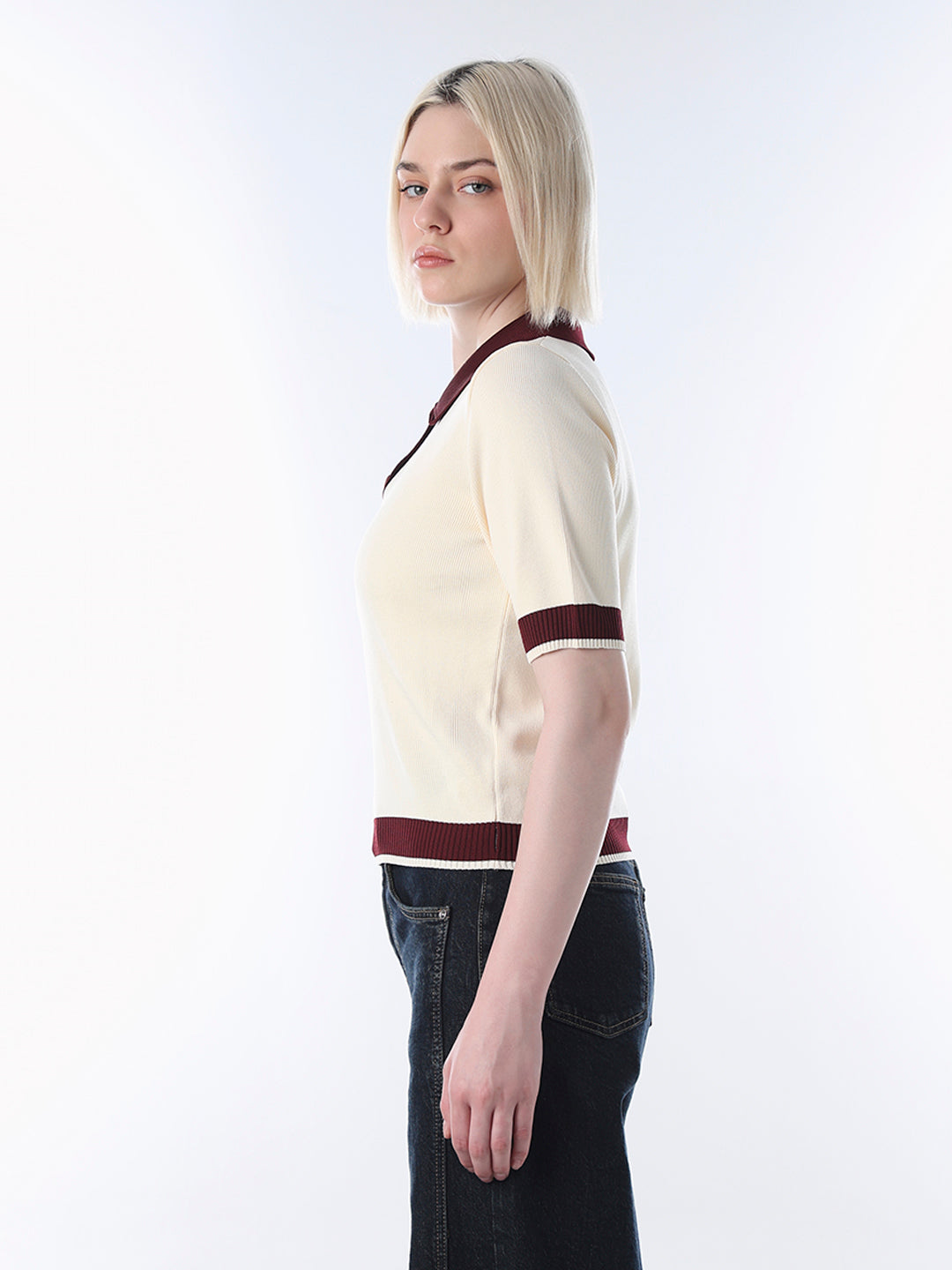 Cream Fine Knit Polo