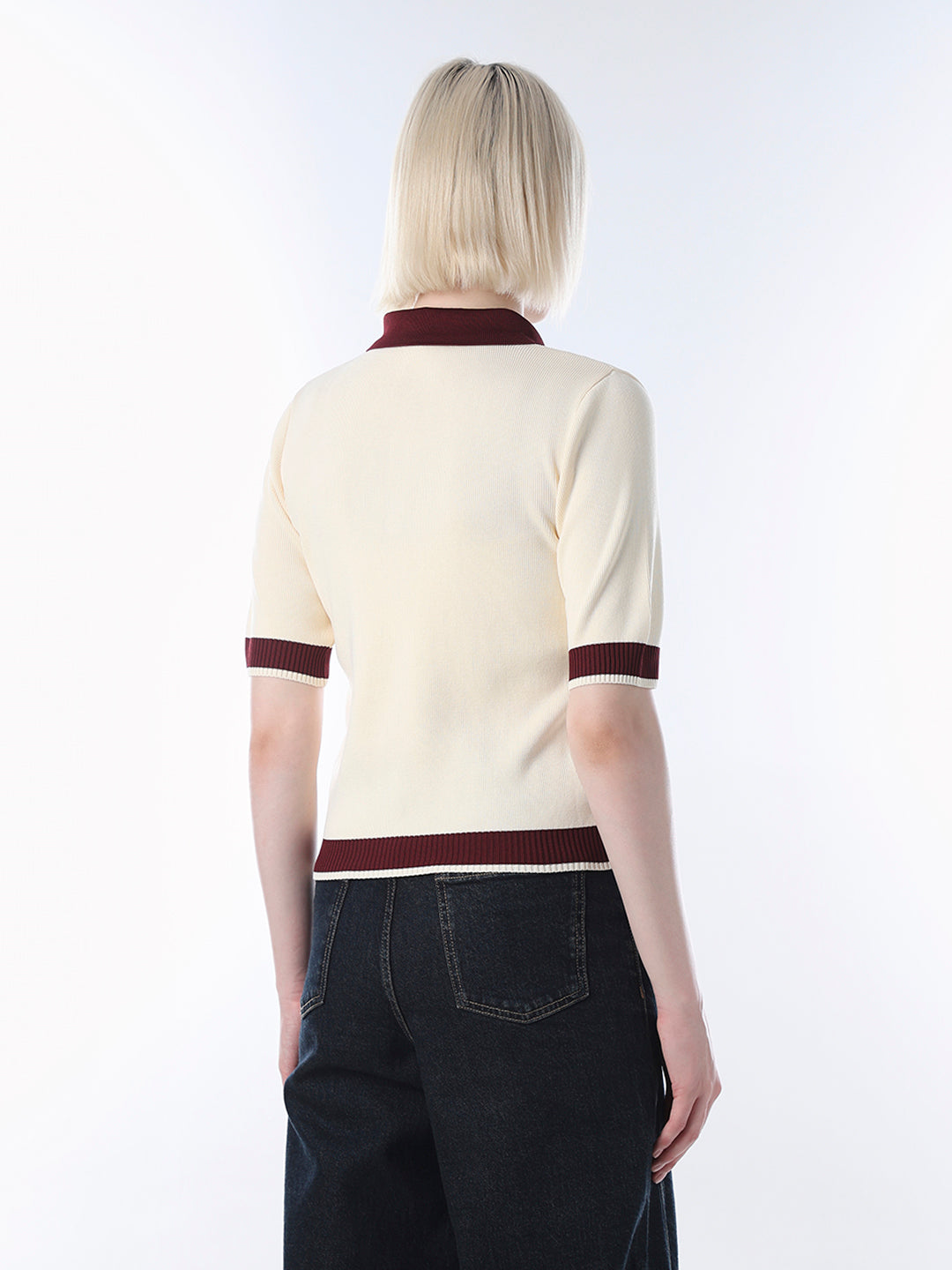 Cream Fine Knit Polo