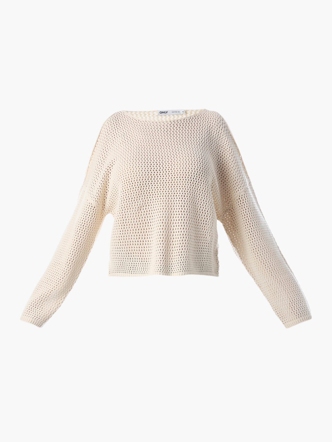 Beige Cold Shoulder O-Neck Pullover