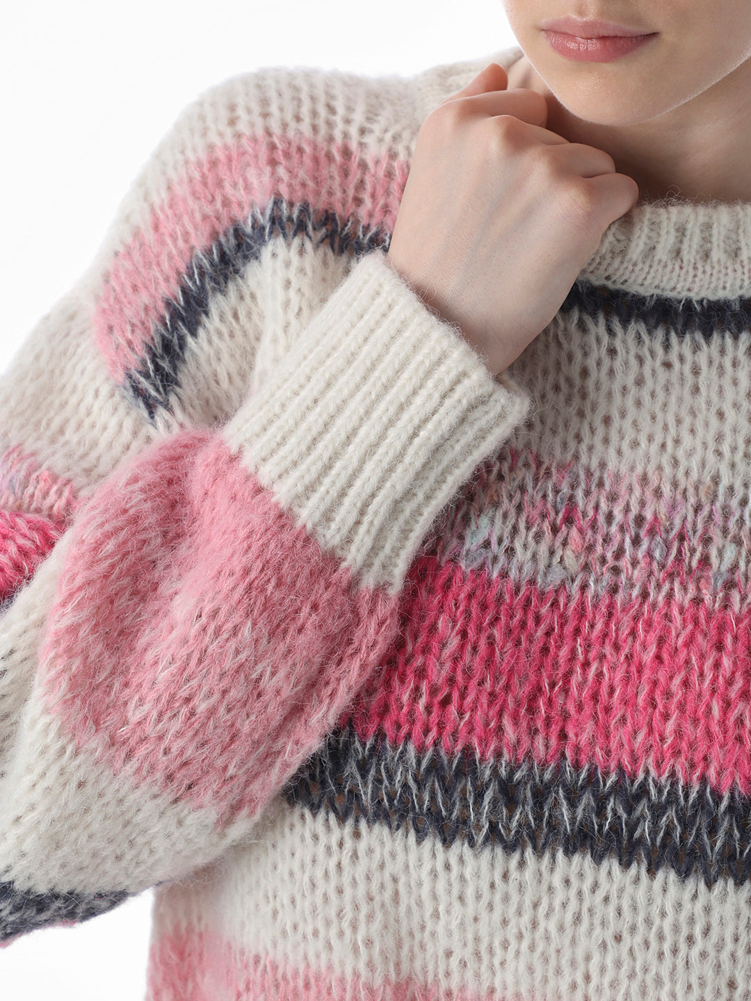 Multi-Colour Cable Knit Sweater