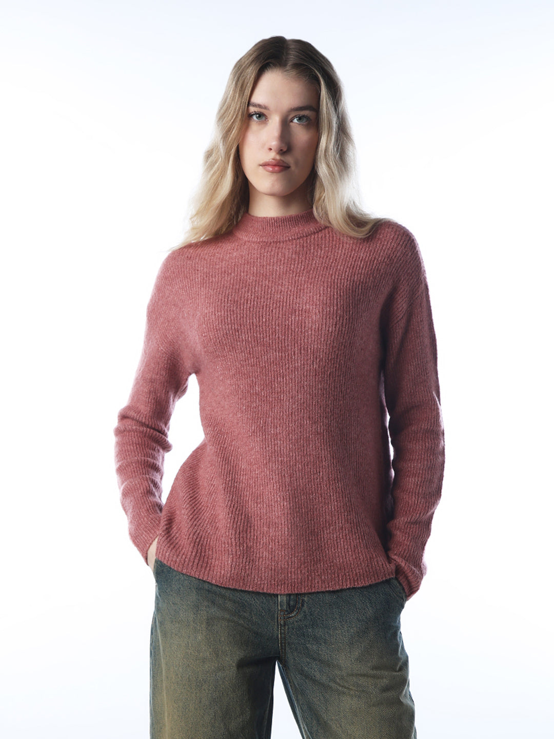 Cable-Knit O-Neck Pullover - Brown