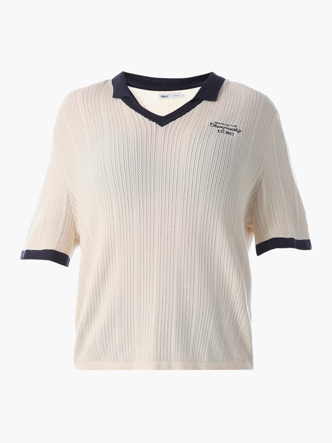 Beige Ribbed Knitted Polo