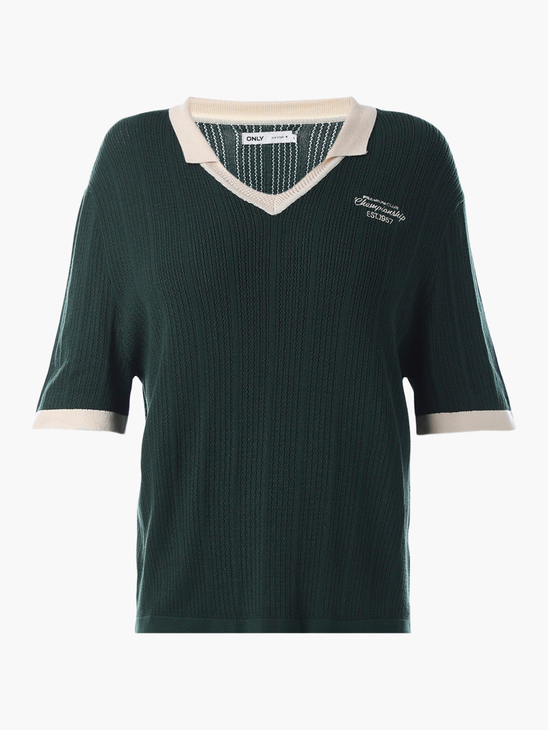 Green Ribbed Knitted Polo