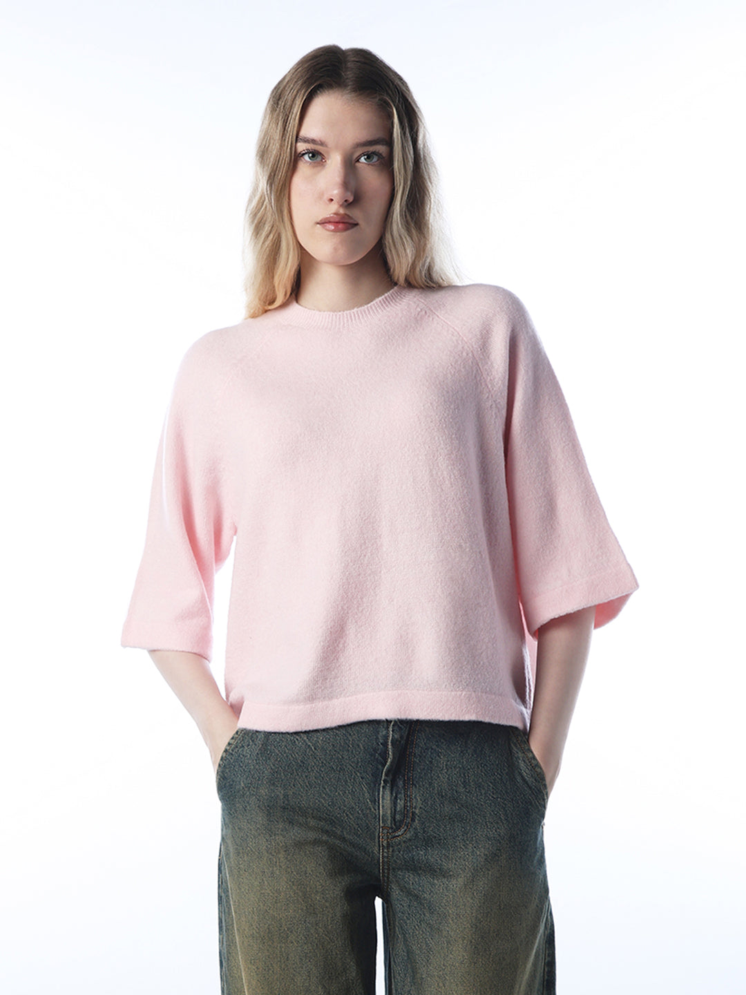 3/4th Sleeves Pullover - Pink