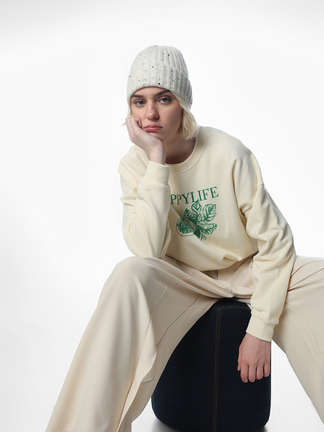 Light Yellow Printed Sweatshirt