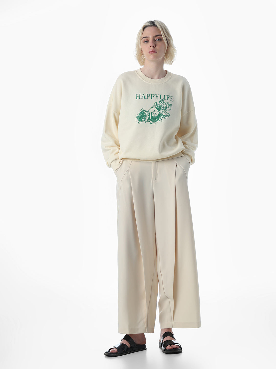 Light Yellow Printed Sweatshirt