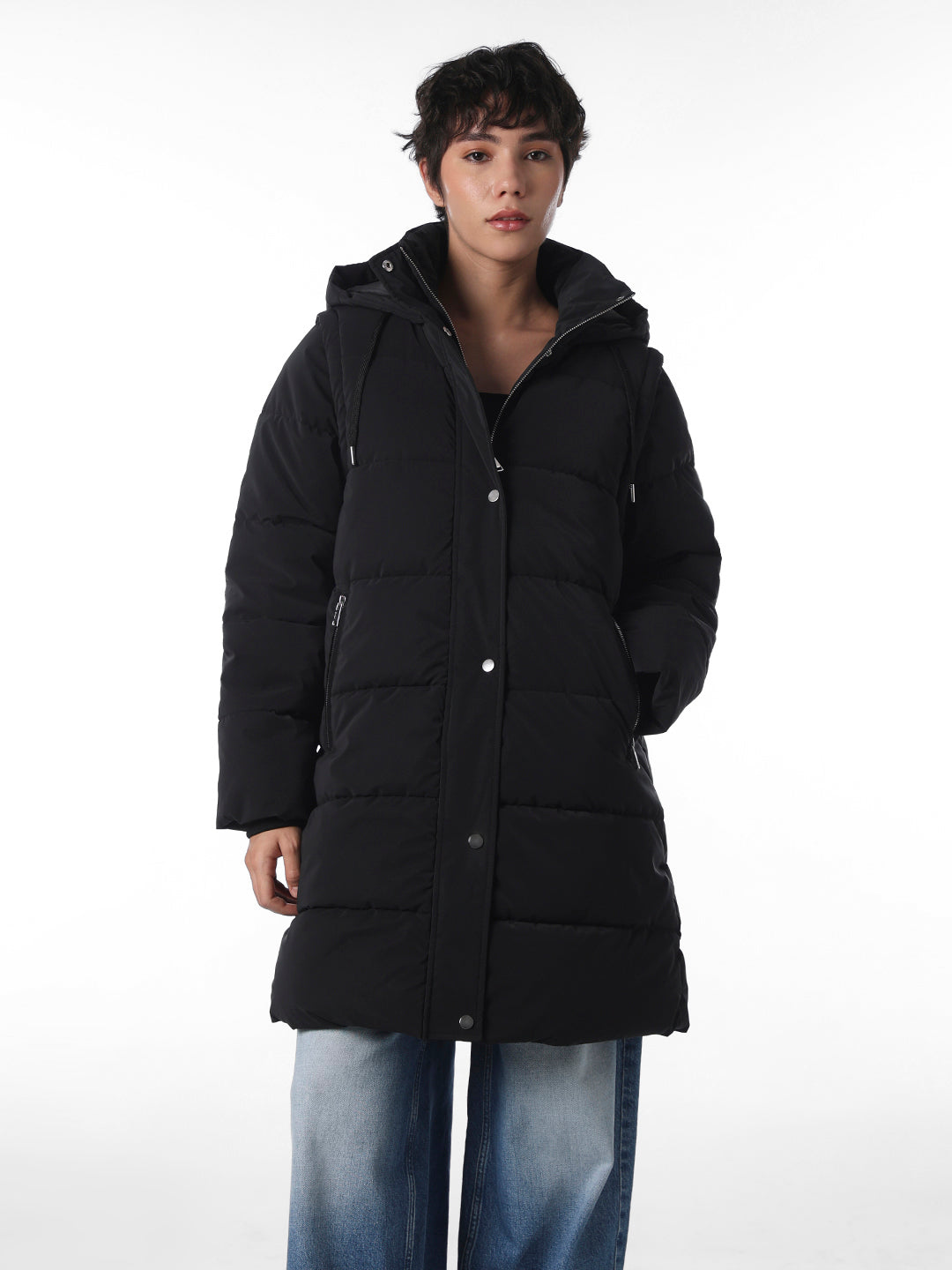 Black 2 in 1 Long Puffer Coat