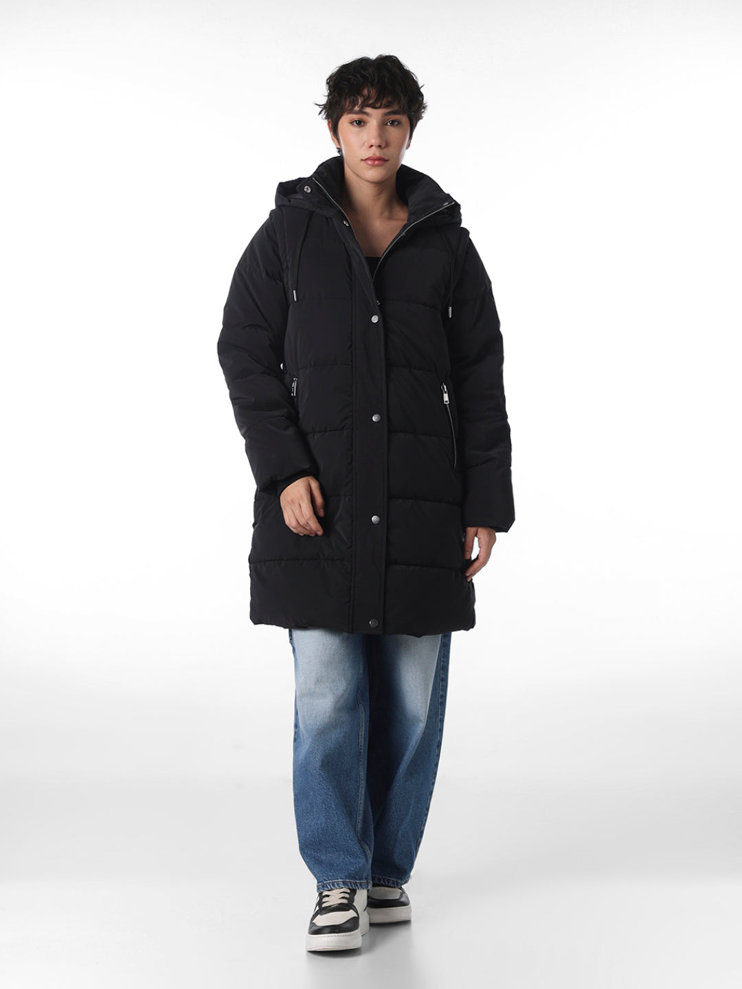Black 2 in 1 Long Puffer Coat