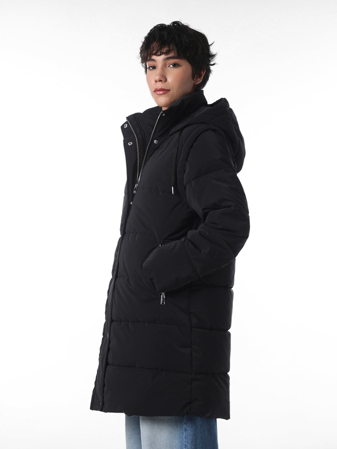 Black 2 in 1 Long Puffer Coat