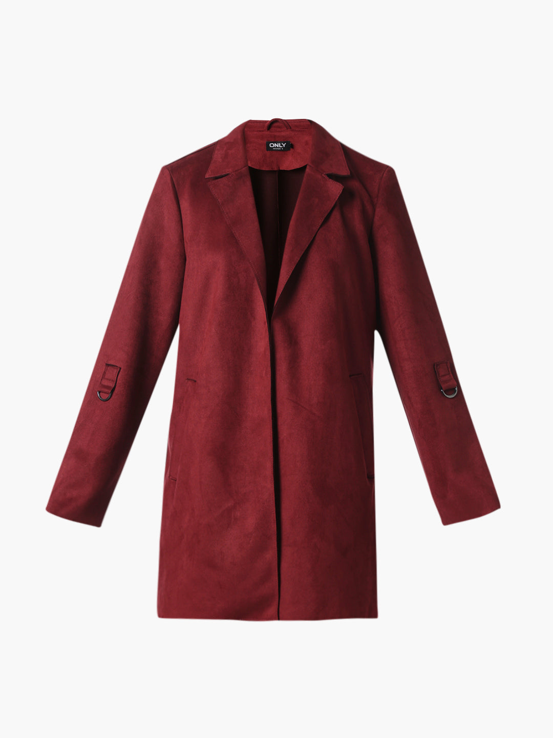 Maroon Faux Suede Long Coat