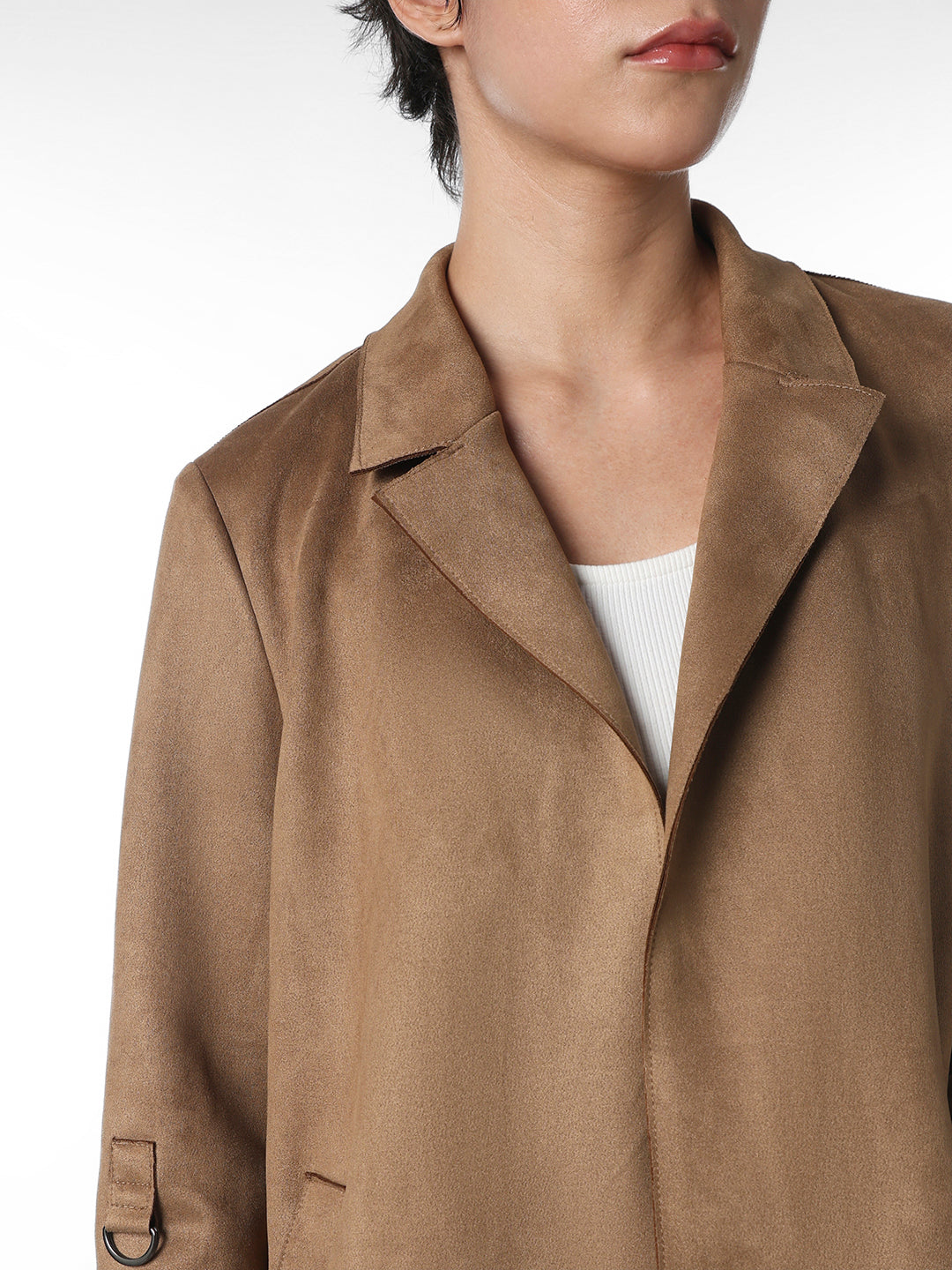 Brown Faux Suede Long Coat