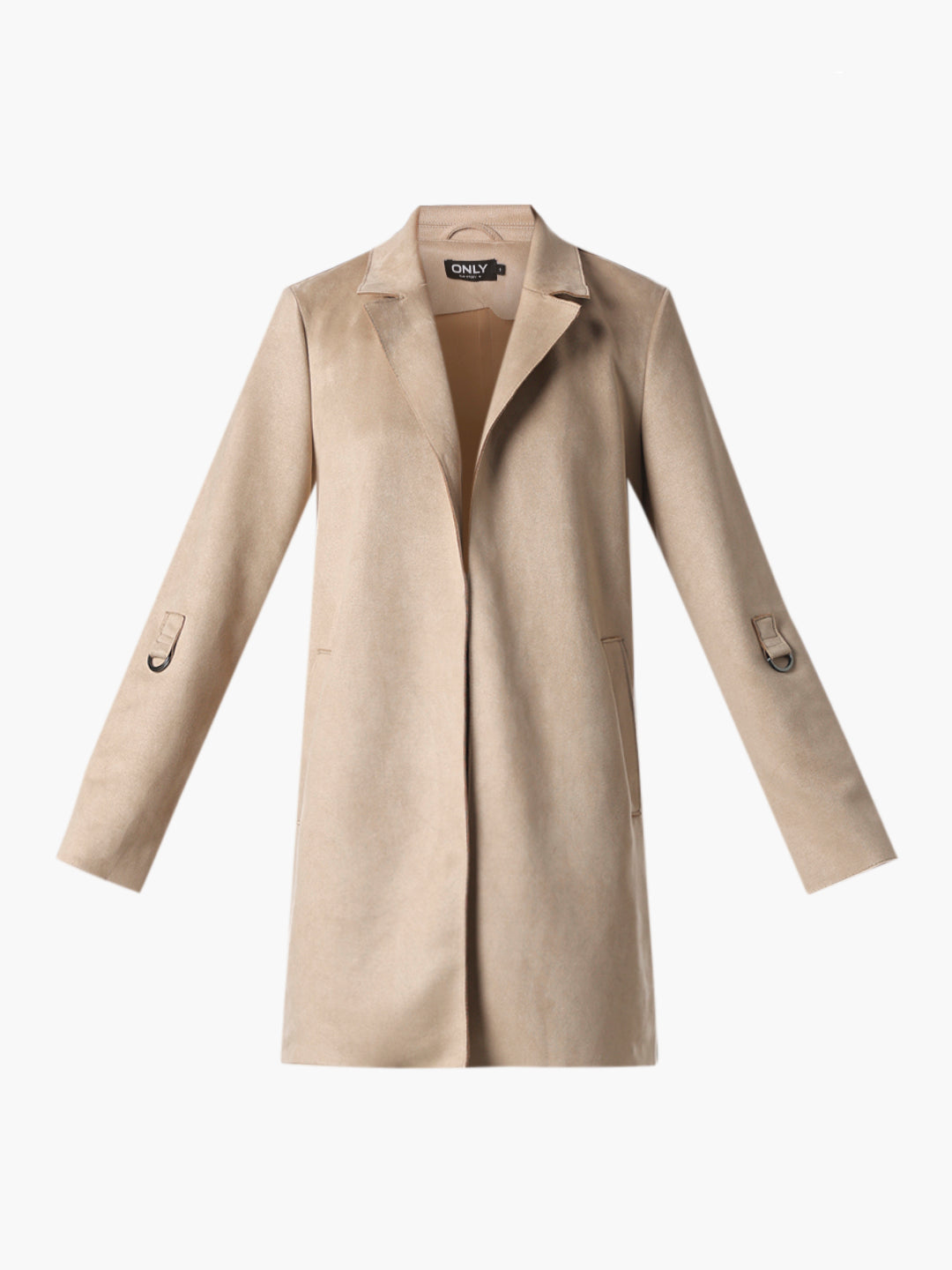 Beige Faux Suede Long Coat