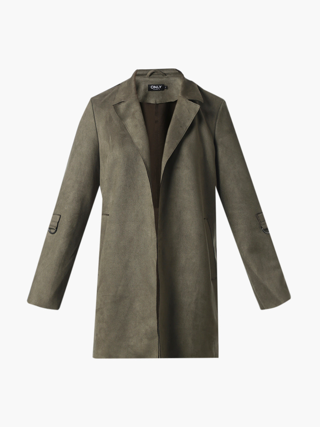 Dark Green Faux Suede Long Coat