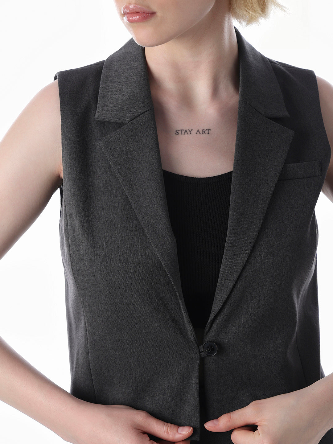 Black Tailored Sleeveless Waistcoat