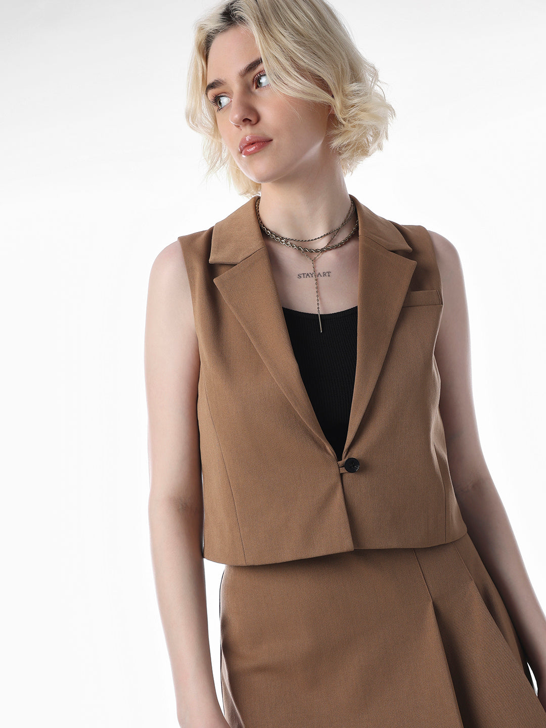 Brown Tailored Sleeveless Waistcoat
