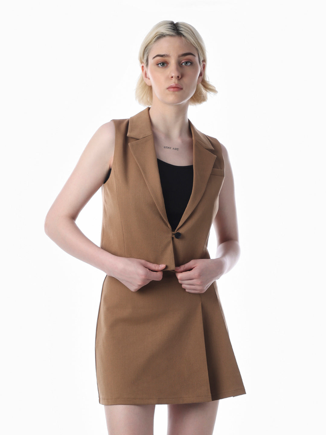 Brown Tailored Sleeveless Waistcoat